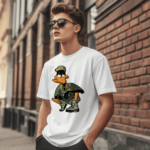 Urban Duck T-Shirt printed with vibrant DTF graphics on a premium cotton blend unisex tee available in white, black, and grey.