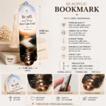 Christian acrylic bookmark featuring Philippians 4:13 scripture, sunset cross artwork, gold tassel, and inspirational faith-based design.