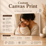 Personalized Photo Canvas Wall Art featuring high-resolution photo artwork on premium gallery-wrapped canvas with wooden frame.