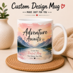 Custom Design Mug personalized with your own photo, logo, artwork or text on a premium 12oz ceramic coffee mug featuring vibrant full-color UV printing.