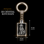 Personalized 3D crystal keychain with custom photo engraving inside premium K9 crystal, custom pet memorial keychain, personalized photo keychain, laser engraved crystal keepsake, memorial gift, anniversary gift, and custom crystal keychain for everyday carry.