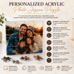 Personalized Acrylic Photo Jigsaw Puzzle featuring premium clear acrylic, UV printing, precision laser cutting, and custom photo personalization.