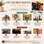 Personalized Acrylic Photo Jigsaw Puzzle photo upload guide showing recommended image quality and photo requirements for the best printing results.