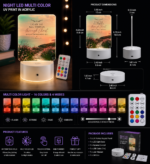 Personalized Christian LED Acrylic Night Light featuring Philippians 4:13 Bible verse with Pathway of Faith landscape design and multi-color LED base