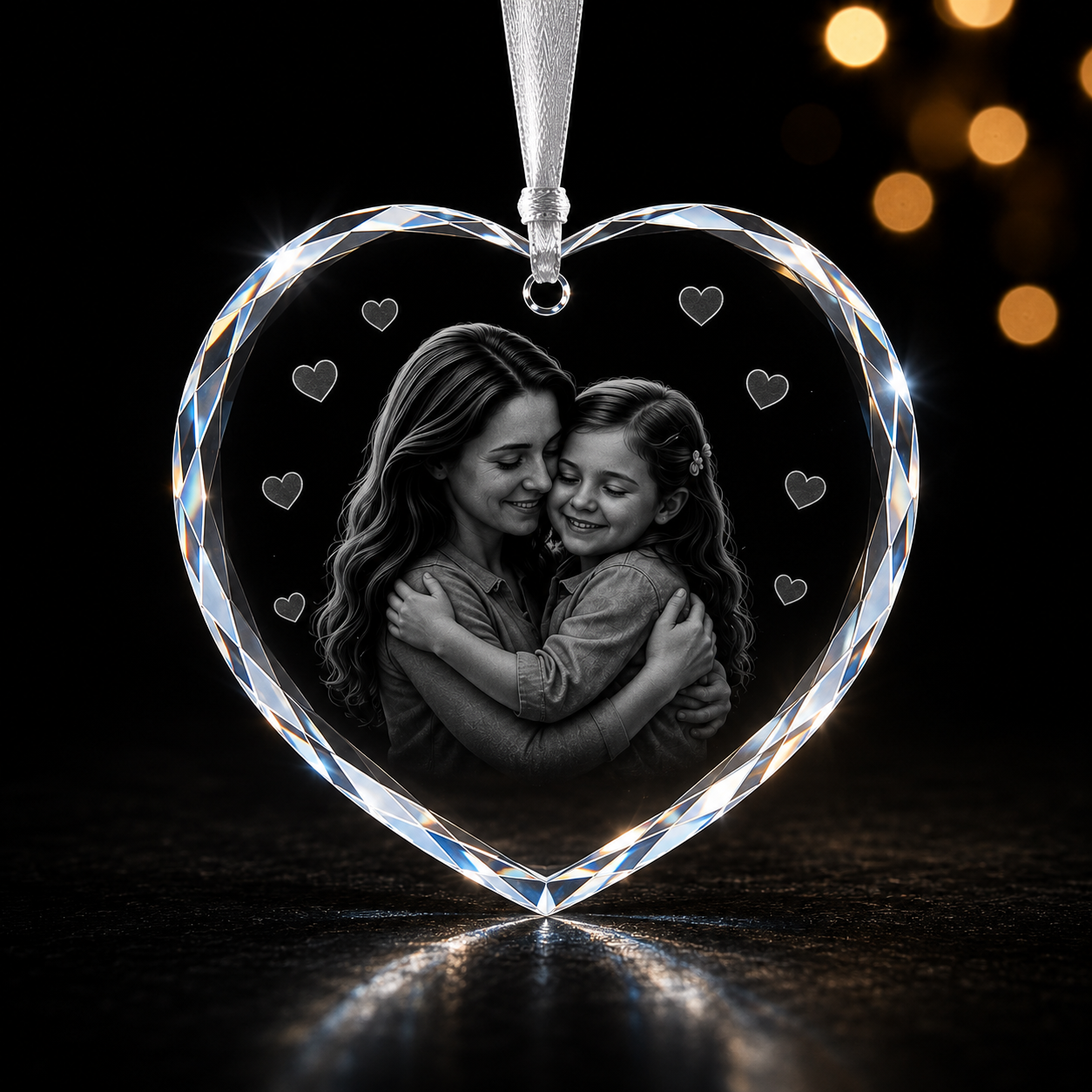 personalized-k5-crystal-heart-photo-ornament-2.jpg Personalized K5 crystal heart ornament with custom engraved family photo, faceted edges, and brilliant light-reflecting crystal design.