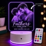 Personalized LED Acrylic Night Light customized with photos, logos, artwork, or custom designs featuring RGB color-changing LED illumination and a rechargeable base.