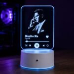 Personalized LED Acrylic Night Light customized with photos, logos, artwork, or custom designs featuring RGB color-changing LED illumination and a rechargeable base.