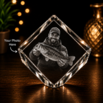 Premium crystal diamond cut glass with custom laser engraved photo, personalized 3D crystal keepsake, optional LED base, premium gift box included, ideal for family, pet, memorial, and personalized gifts.