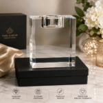 Premium crystal photo candle holder collection with personalized laser engraved designs, available in multiple sizes, perfect for memorials, family photos, pet portraits, and meaningful gifts.