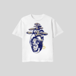 Zen Gorilla Bonsai Unisex T-shirt in white featuring a Japanese bonsai tree growing from a gorilla illustration with premium DTF print.