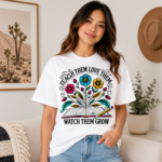 Teacher Graphic T-Shirt Collection featuring inspirational DTF printed unisex teacher shirts with multiple colorful classroom-themed designs.