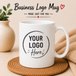 Business Logo Mug personalized with your company logo on a premium 12oz white ceramic mug featuring vibrant full-color UV printing for corporate branding and promotional gifts.