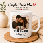 Couple Photo Mug personalized with your favorite photo on a premium 12oz white ceramic mug featuring vibrant full-color UV printing.