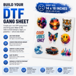 Custom DTF Gang Sheet with premium direct-to-film transfers for custom apparel printing