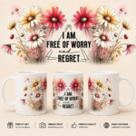 Inspirational Floral Mug featuring elegant floral artwork and uplifting affirmation printed on a premium 11oz ceramic coffee mug.