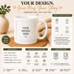 Custom Design Mug personalized with your own photo, logo, artwork or text on a premium 12oz ceramic coffee mug featuring vibrant full-color UV printing.