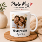 Photo Mug personalized with your favorite family photo on a premium 12oz white ceramic mug featuring vibrant UV printing and a glossy finish.