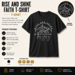 Rise and Shine Faith Christian T-Shirt with premium DTF print on a black unisex T-shirt featuring an inspirational Christian design.
