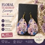 Colourful teardrop earrings with vibrant floral, fruit and seasonal printed designs