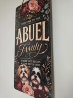 Custom UV printed wood door sign collection showing personalized rectangle, oval, round, and square hanging family signs