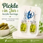 Pickle in a Jar Acrylic Earrings with lightweight acrylic pickle jar charms and hypoallergenic S925 sterling silver hooks.