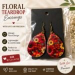 Colourful teardrop earrings with vibrant floral, fruit and seasonal printed designs