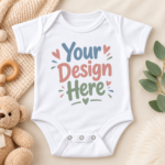 Custom Infant Baby Bodysuit with personalized printed design on soft baby rib cotton bodysuit